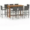 Tout neuf ⌛ Hommoo Ensemble De Bar De Jardin 9 Pcs Gris 🛒 -Table haute Boutique 46563627 1