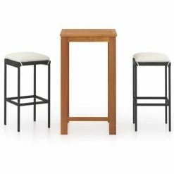 Vente flash 🌟 Hommoo Ensemble De Bar De Jardin Avec Coussins 3 Pcs Noir ✔️