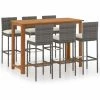 Bon marché 🎁 Hommoo Ensemble De Bar De Jardin Avec Coussins 7 Pcs Gris ⌛ 2 Bon marché 🎁 Hommoo Ensemble De Bar De Jardin Avec Coussins 7 Pcs Gris ⌛ -Table haute Boutique 46564616 1