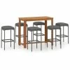 Meilleur prix ⭐ Hommoo Ensemble De Bar De Jardin Avec Coussins 7 Pcs Gris 🔔 1 Meilleur prix ⭐ Hommoo Ensemble De Bar De Jardin Avec Coussins 7 Pcs Gris 🔔 -Table haute Boutique 46564617 1