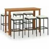 Nouveau 👏 Hommoo Ensemble De Bar De Jardin Avec Coussins 7 Pcs Noir 👍 -Table haute Boutique 46564618 1
