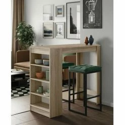 Le moins cher 😉 AUTRES Table Bar De 4 A 6 Personnes Style Contemporain Décor Chene - L 115 X L 50 Cm 🛒 -Table haute Boutique 46624560 3
