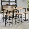 Offres ❤️ IDMARKET Table Haute De Bar DETROIT Et 6 Tabourets Design Industriel 🥰 -Table haute Boutique 46760731 1