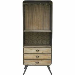 De gros 👍 AUBRY GASPARD Meuble Bar En Bois Et Métal Noir - Noir 🤩 -Table haute Boutique 47522212 3