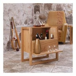Acheter 🛒 WOODMAN Mini Bar 59x30x60 Cm Décor Chêne- KEILA 🔔