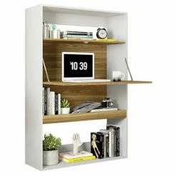 Budget 👏 BEAUX MEUBLES PAS CHERS Meuble Secrétaire - Bar Blanc Et Châtaignier ⭐ -Table haute Boutique 48456394 3