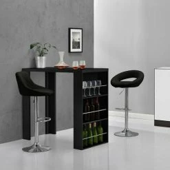 Le moins cher 😍 Table De Bar Bonn 3 Étagères 117 X 57 X 107 Cm Noir [en.casa] 👏 -Table haute Boutique 4895975 5
