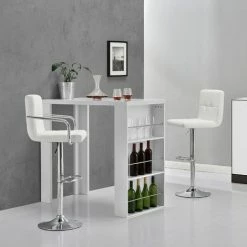 Remise 🧨 Table De Bar Bonn 3 Étagères 117 X 57 X 107 Cm Blanc [en.casa] 😀 -Table haute Boutique 4895976 5