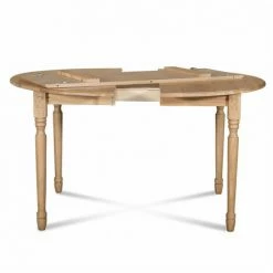 Vente flash 🛒 HELLIN Table Ronde 6 Pieds Tournés 115 Cm + 3 Rallonges Bois - VICTORIA - Chêne 🤩 -Table haute Boutique 49302322 4