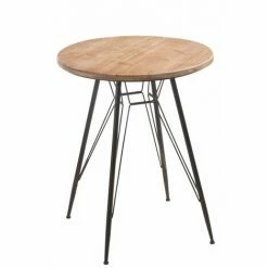 Meilleure affaire 🛒 HELLIN Table De Bar Ronde En Bois Et Métal - BISTRO - Bois Clair ✔️