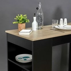 Tout neuf 🔥 THE HOME DECO FACTORY Table Bar Avec étagères Intégrées Cheers Noir - Noir 🎁 -Table haute Boutique 49415241 4