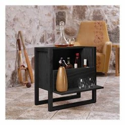 Meilleur prix 😍 WOODMAN Mini Bar 59x30x60 Cm Noir - VALGA 🎁