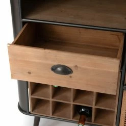 Tout neuf 💯 Amadeus - Meuble Bar Eugène à Cannage En Métal Et Bois - Marron ⭐ -Table haute Boutique 49514061 3