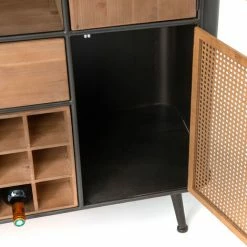 Tout neuf 💯 Amadeus - Meuble Bar Eugène à Cannage En Métal Et Bois - Marron ⭐ -Table haute Boutique 49514061 4