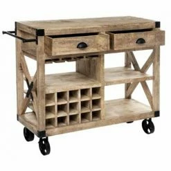 Bon marché 😉 ATMOSPHERA, CRŽATEUR D'INTŽRIEUR Meuble De Bar 2 Tiroirs "Silas" 120cm Beige 😀 -Table haute Boutique 49611189 2