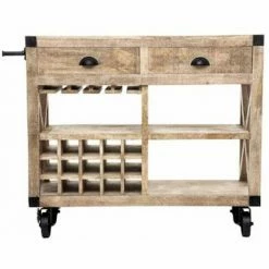 Bon marché 😉 ATMOSPHERA, CRŽATEUR D'INTŽRIEUR Meuble De Bar 2 Tiroirs "Silas" 120cm Beige 😀 -Table haute Boutique 49611189 3