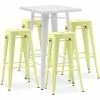Meilleure affaire 😉 PRIVATEFLOOR Table De Bar Blanche + X4 Tabourets De Bar En Acier Design Industriel Set Bistrot Stylix - Nouvelle édition Jaune Pâle - - Jaune Pâle 👍 -Table haute Boutique 50764452 1