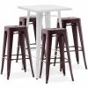 Remise 🛒 PRIVATEFLOOR Table De Bar Blanche + X4 Tabourets De Bar En Acier Design Industriel Set Bistrot Stylix - Nouvelle édition Bronze - - Bronze 🥰 -Table haute Boutique 50764453 1