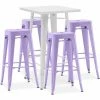 Nouveau 🧨 PRIVATEFLOOR Table De Bar Blanche + X4 Tabourets De Bar En Acier Design Industriel Set Bistrot Stylix - Nouvelle édition Violet Pastel - - Violet Pastel ⭐ -Table haute Boutique 50764458 1