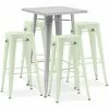 Meilleure vente 💯 PRIVATEFLOOR Table De Bar Argentée + X4 Tabourets De Bar En Acier Ensemble Bistrot Stylix Design Industriel - Nouvelle édition Vert Pâle - - Vert Pâle 🎉 -Table haute Boutique 50764459 1