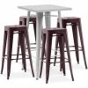 Grosses soldes 😍 PRIVATEFLOOR Table De Bar Argentée + X4 Tabourets De Bar En Acier Ensemble Bistrot Stylix Design Industriel - Nouvelle édition Bronze - - Bronze ✔️ -Table haute Boutique 50764460 1