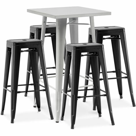 Tout neuf 👍 PRIVATEFLOOR Table De Bar Argentée + X4 Tabourets De Bar En Acier Ensemble Bistrot Stylix Design Industriel - Nouvelle édition Noir - - Noir 🎉 3 Tout neuf 👍 PRIVATEFLOOR Table De Bar Argentée + X4 Tabourets De Bar En Acier Ensemble Bistrot Stylix Design Industriel - Nouvelle édition Noir - - Noir 🎉
