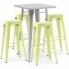 Nouveau 👍 PRIVATEFLOOR Table De Bar Argentée + X4 Tabourets De Bar En Acier Ensemble Bistrot Stylix Design Industriel - Nouvelle édition Jaune Pâle - - Jaune Pâle 😉 -Table haute Boutique 50764462 1