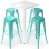 Coupon 👏 PRIVATEFLOOR Table De Bar Blanche + X4 Tabourets De Bar En Acier Mat Set Bistrot Stylix Design Industriel - Nouvelle édition Vert Pastel - - Vert Pastel 🔥 -Table haute Boutique 50764473 1