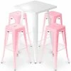Meilleure affaire 😀 PRIVATEFLOOR Table De Bar Blanche + X4 Tabourets De Bar En Acier Mat Set Bistrot Stylix Design Industriel - Nouvelle édition Rose - - Rose 🥰 -Table haute Boutique 50764475 1
