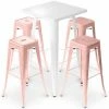 Vente flash 😀 PRIVATEFLOOR Table De Bar Blanche + X4 Tabourets De Bar En Acier Mat Set Bistrot Stylix Design Industriel - Nouvelle édition Orange Pâle - - Orange Pâle ✨ -Table haute Boutique 50764476 1