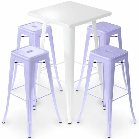 Bon marché 👍 PRIVATEFLOOR Table De Bar Blanche + X4 Tabourets De Bar En Acier Mat Set Bistrot Stylix Design Industriel - Nouvelle édition Lavande - - Lavande ⭐ 3 Bon marché 👍 PRIVATEFLOOR Table De Bar Blanche + X4 Tabourets De Bar En Acier Mat Set Bistrot Stylix Design Industriel - Nouvelle édition Lavande - - Lavande ⭐
