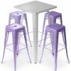 De gros 🧨 PRIVATEFLOOR Table De Bar Argentée + X4 Tabourets De Bar En Acier Mat Ensemble Bistrot Stylix Design Industriel - Nouvelle édition Violet Pastel - - Violet Pastel 👏 -Table haute Boutique 50764498 1