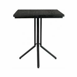 Bon marché ⌛ M-S Table De Bar Carrée 75x93 Cm En Teck Et Métal Noir - MELTON 🎁