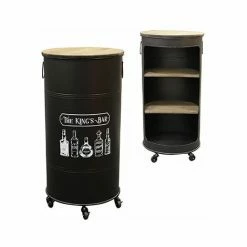 Budget 🎁 M-S Bar Sur Roulettes 50x50x100 Cm Noir En Bois Et Métal 🧨