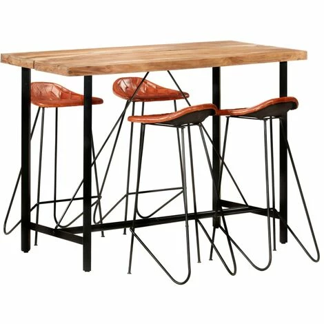 Le moins cher 🌟 YOUTHUP Ensemble De Bar 5 Pcs Bois Solide Et Cuir Véritable ⭐ 3 Le moins cher 🌟 YOUTHUP Ensemble De Bar 5 Pcs Bois Solide Et Cuir Véritable ⭐