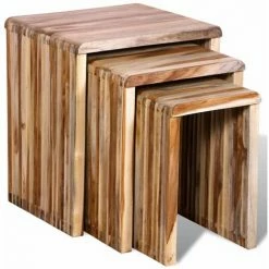 Nouveau 🎁 YOUTHUP Table Gigogne 3 Pcs Teck Recyclé - Brun ✔️ 9 Nouveau 🎁 YOUTHUP Table Gigogne 3 Pcs Teck Recyclé - Brun ✔️ -Table haute Boutique 51860048 3