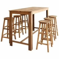 Sortie ✔️ YOUTHUP Table Et Tabourets De Bar 7 Pcs Bois D'acacia Massif - Brun ❤️