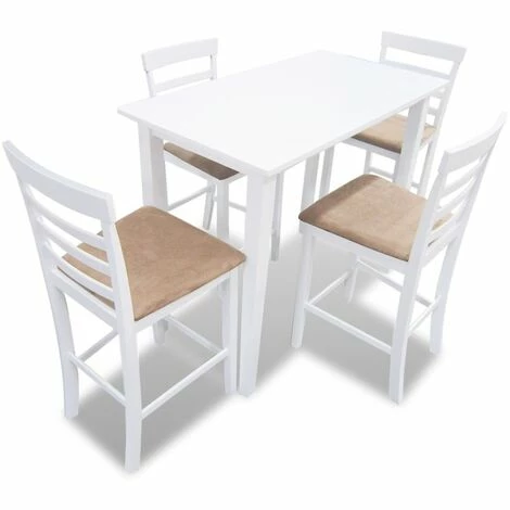 Coupon 👍 YOUTHUP Set Table Et 4 Chaises De Bar En Bois Coloris Blanc - Blanc 😀 3 Coupon 👍 YOUTHUP Set Table Et 4 Chaises De Bar En Bois Coloris Blanc - Blanc 😀