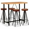 Grosses soldes 👏 YOUTHUP Ensemble De Bar 5 Pcs Bois D'acacia Cuir Véritable Et Toile - Brun 😀 2 Grosses soldes 👏 YOUTHUP Ensemble De Bar 5 Pcs Bois D'acacia Cuir Véritable Et Toile - Brun 😀 -Table haute Boutique 51872940 1