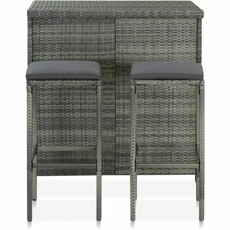 Grosses soldes 😀 YOUTHUP Ensemble De Bar 3 Pcs Résine Tressée Gris - Gris 🧨 4 Grosses soldes 😀 YOUTHUP Ensemble De Bar 3 Pcs Résine Tressée Gris - Gris 🧨 – Image 2