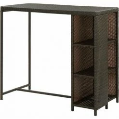 Grosses soldes 😉 YOUTHUP Table De Bar Avec Rangement Marron 120x60x110 Cm Résine Tressée - Brun 🌟 10 Grosses soldes 😉 YOUTHUP Table De Bar Avec Rangement Marron 120x60x110 Cm Résine Tressée - Brun 🌟 -Table haute Boutique 51879533 4