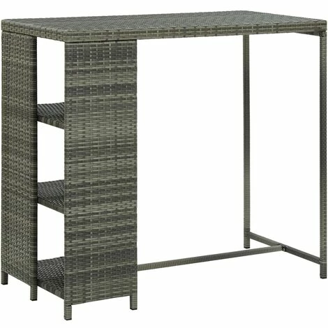 Vente flash 🎉 YOUTHUP Table De Bar Avec Rangement Gris 120x60x110 Cm Résine Tressée - Gris 😍 3 Vente flash 🎉 YOUTHUP Table De Bar Avec Rangement Gris 120x60x110 Cm Résine Tressée - Gris 😍