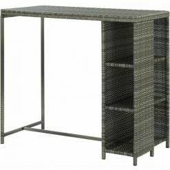 Vente flash 🎉 YOUTHUP Table De Bar Avec Rangement Gris 120x60x110 Cm Résine Tressée - Gris 😍 10 Vente flash 🎉 YOUTHUP Table De Bar Avec Rangement Gris 120x60x110 Cm Résine Tressée - Gris 😍 -Table haute Boutique 51879535 4