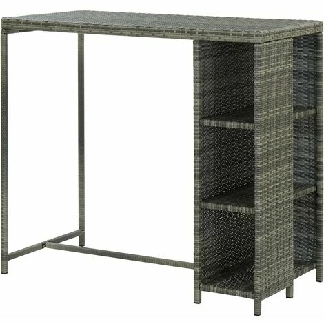Vente flash 🎉 YOUTHUP Table De Bar Avec Rangement Gris 120x60x110 Cm Résine Tressée - Gris 😍 6 Vente flash 🎉 YOUTHUP Table De Bar Avec Rangement Gris 120x60x110 Cm Résine Tressée - Gris 😍 – Image 4
