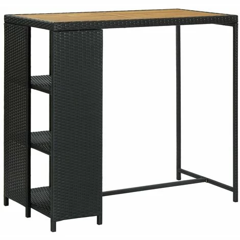 Budget 🔥 YOUTHUP Table De Bar Avec Rangement Noir 120x60x110 Cm Résine Tressée - Noir 😉 3 Budget 🔥 YOUTHUP Table De Bar Avec Rangement Noir 120x60x110 Cm Résine Tressée - Noir 😉