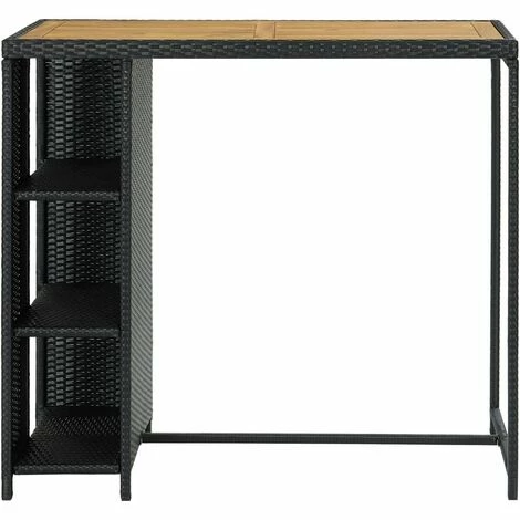 Budget 🔥 YOUTHUP Table De Bar Avec Rangement Noir 120x60x110 Cm Résine Tressée - Noir 😉 4 Budget 🔥 YOUTHUP Table De Bar Avec Rangement Noir 120x60x110 Cm Résine Tressée - Noir 😉 – Image 2