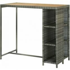 Meilleur prix ⭐ YOUTHUP Table De Bar Avec Rangement Gris 120x60x110 Cm Résine Tressée - Gris 😍 -Table haute Boutique 51879552 4
