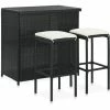 De gros 🛒 YOUTHUP Ensemble De Bar 3 Pcs Résine Tressée Noir - Noir 🧨 -Table haute Boutique 51879555 1