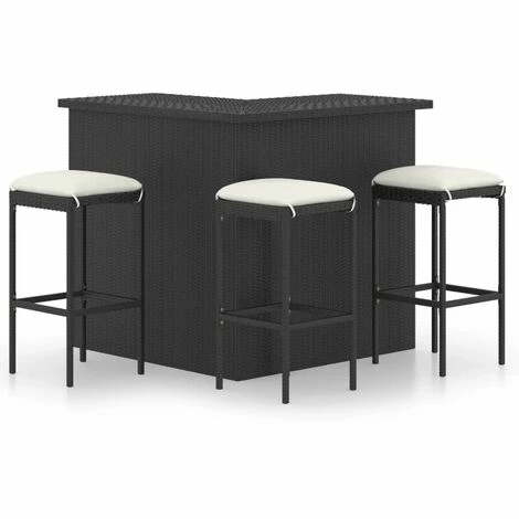 Vente flash 🤩 YOUTHUP Meuble De Bar De Jardin 4 Pcs Avec Coussins Résine Tressée Noir - Noir 🛒 3 Vente flash 🤩 YOUTHUP Meuble De Bar De Jardin 4 Pcs Avec Coussins Résine Tressée Noir - Noir 🛒