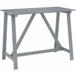 Bon marché ✔️ YOUTHUP Table De Bar De Jardin Gris 140x70x104 Cm Bois D'acacia Massif - Gris ⭐